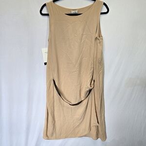 Brunello Cucinelli 100% Silk Sleeveless Dress Leather Half Belt Classic Work XL